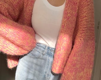 English Version_Bubblegum Cardi Knitting Pattern, Beginner Chunky Cardigan (PDF Download)