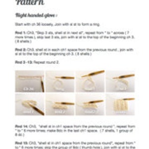Crochet shell lace fingerless gloves PDF pattern, shell mitten pattern, lace gloves pattern, wrist warmer crochet pattern image 2