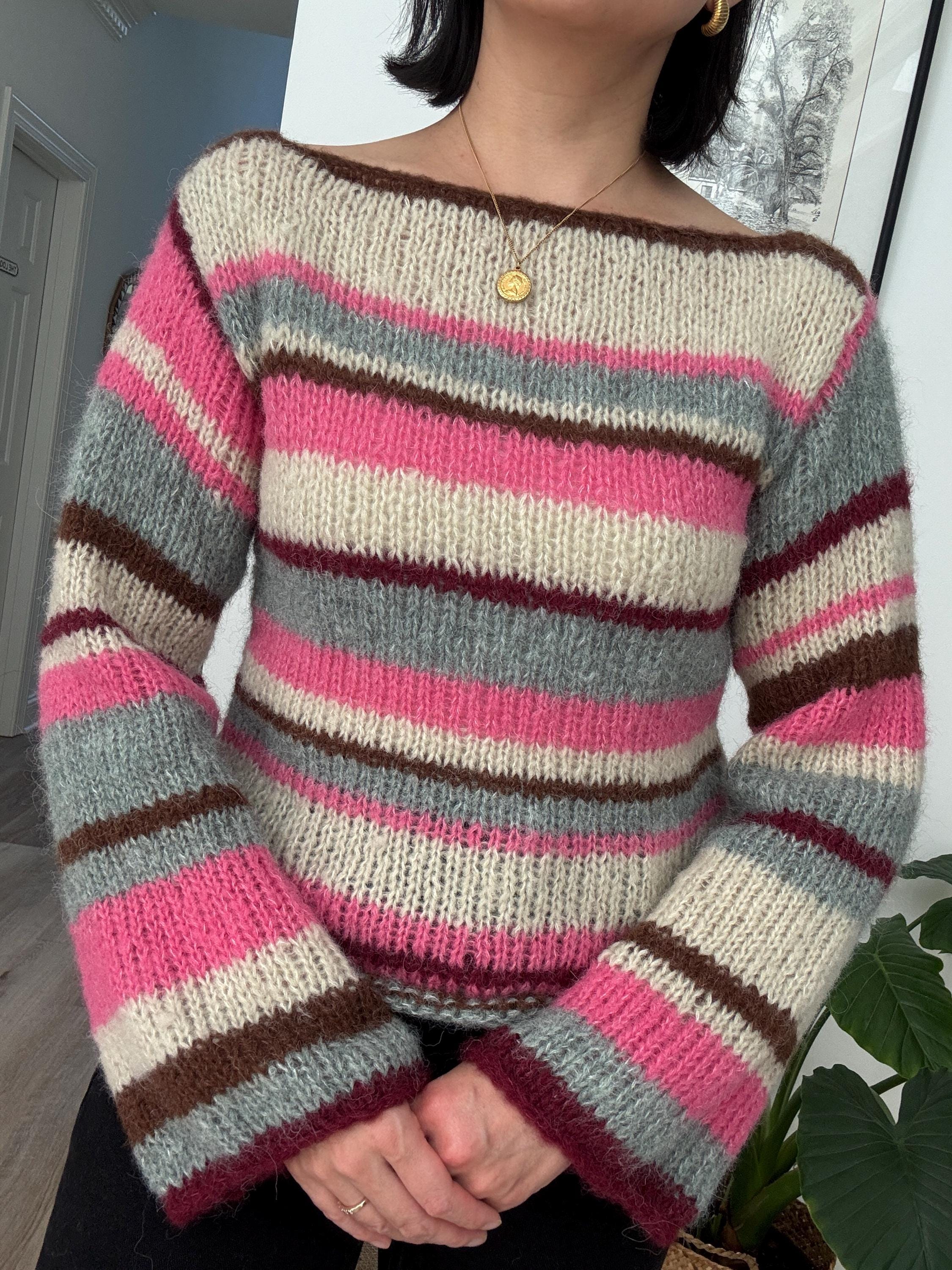 初心者向けフェイブルブラウス編み図：起毛アルパカシルクセーター