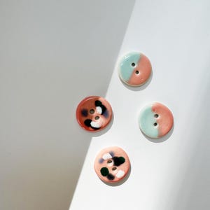 Handmade Ceramic Buttons: Colorful Porcelain Stoneware (Set of 4, 18mm)