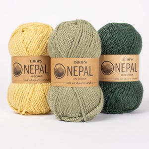 DROPS Nepal Knitting and Crochet Yarn, Aran worsted wool, Feltable wool, chunky wool, untreated natural fiber, Sweater yarn, winter Knitting