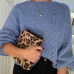 Hand Knit Alpaca Silk Sweater: Parisian Blue Bell Sleeve