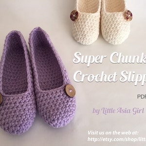 Crochet slippers PDF pattern, Super chunky slipper pattern , women shoe pattern