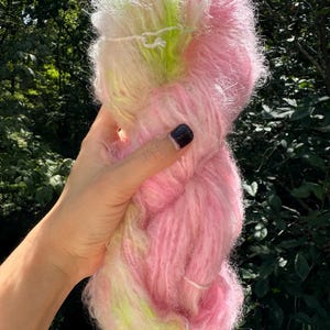 Hand-Dyed Bulky Mohair Yarn: Peachy Delight, Knitting & Crochet