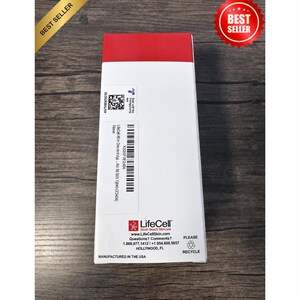 May include: A white and red LifeCell skincare product box with the text "BEST SELLER" and "AUTHENTIC". The box includes product information, a barcode, and the LifeCell logo. The box is manufactured in the USA.