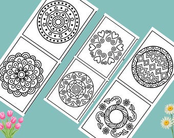 Dibujos para colorear de mandalas para niños / 10 diseños fáciles para hacer tú mismo (Descarga digital)