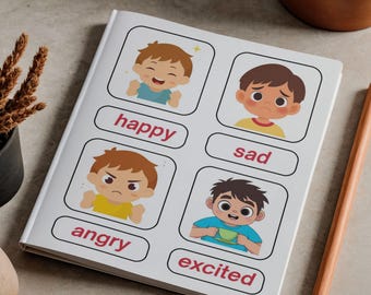 Tarjetas Montessori para emparejar emociones / Juego de aprendizaje de sentimientos para niños pequeños (Descarga digital)