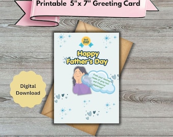 Tarjeta imprimible de 5x7 pulgadas para el Día del Padre / Tarjeta de felicitación plegable (Descarga digital)