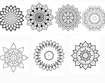 Dibujos de mandalas fáciles para colorear para niños / 10 diseños únicos (descarga digital)