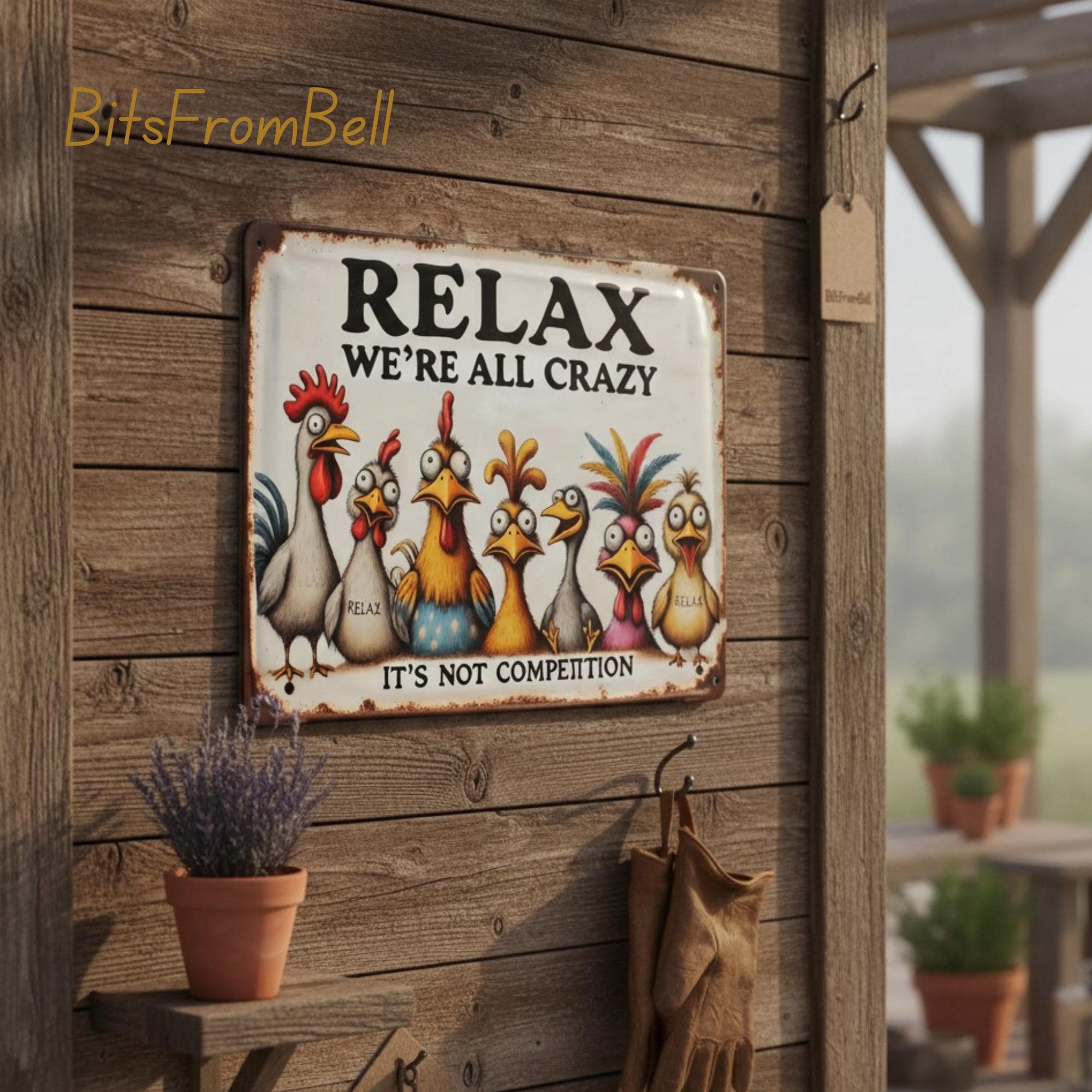 Funny Chicken Metal Sign Vintage Farmhouse Wall Decor for Kitchen Coop ...