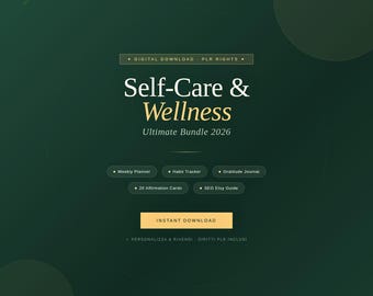 Self Care Wellness Bundle PLR ,Planner Digitale Stampabile, Habit Tracker Gratitudine Journal, Diritti di rivendita, Download Istantaneo