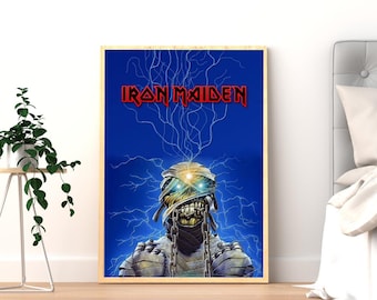 Póster de Iron Maiden / Arte de pared de Eddie Mummy / Lámina de música heavy metal / Decoración de dormitorio