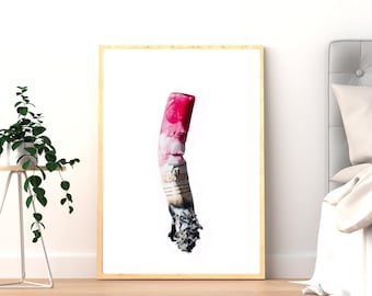 Póster de cigarrillos / Arte mural minimalista pop art / Lámina estética blanca y roja / Decoración de dormitorio