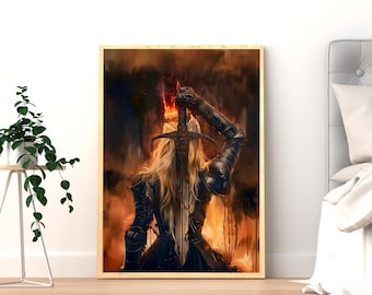 Póster de Trono de Cristal / Lámina de Aelin Galathynius / Impresión de libro de fantasía / Regalo para amantes de los libros