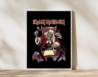 Póster de Iron Maiden / Arte mural de heavy metal / Lámina de Eddie / Decoración para habitación con música rock