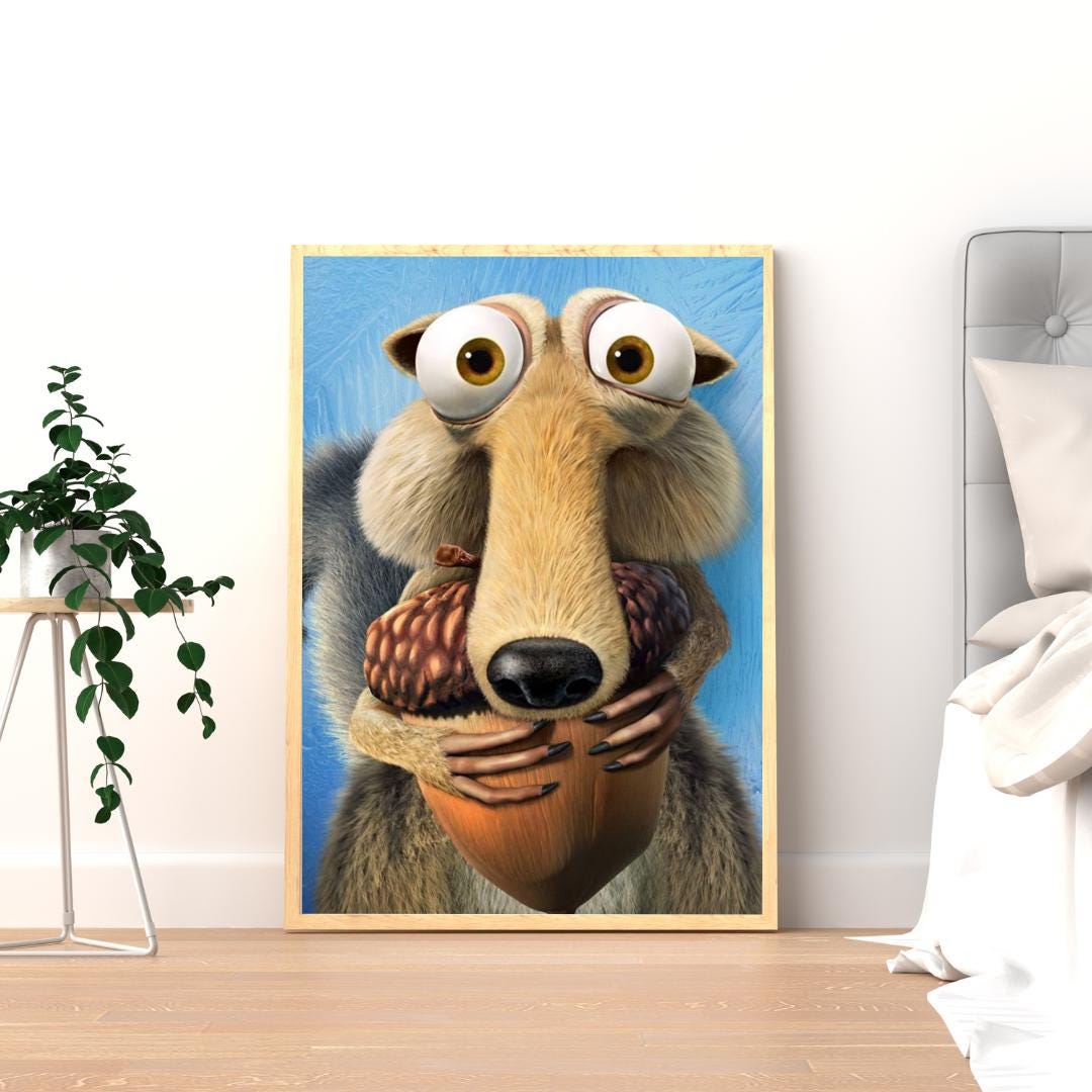 Scrat Poster Scrat Ice Age Poster | Funny Acorn Squirrel Wall Art | Kids Animation ...