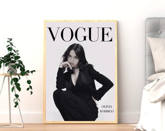 Póster de Olivia Rodrigo para Vogue / Arte mural de música y moda / Impresión editorial / Decoración estética para dormitorio