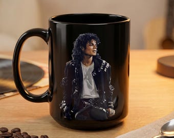 Michael Jackson King of Pop Mug 11oz 335ml, Double Sided Ceramic Coffee Cup, 9 Color Options