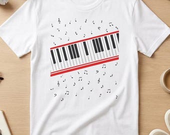 Beat It Keyboard T-Shirt, Retro 80s Music Video Tee, White Unisex Graphic Shirt, Vintage Pop Inspired Tee