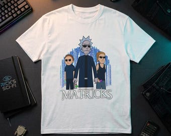 The Matricks T-Shirt, Rick and Morty Matrix Parody Graphic Tee, Funny Sci Fi Cartoon Shirt