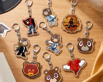 Kanye West Keychain, College Dropout Graduation Bear Key Chain, Acrylic Music Fan Bag Charm Gift