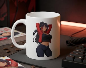 Sexy Anime Girl Mug 11oz 335ml, Made in Germany, White Ceramic Coffee Cup, Mature Anime Gift