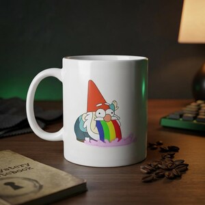 Gravity Falls Regenbogen Zwerg Tasse 11oz 335ml, Made in Germany, Weiße Keramik Cartoon Fan Mug