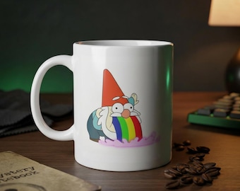 Gravity Falls Rainbow Dwarf Mug 11oz 335ml, Made in Germany, White Ceramic Cartoon Fan Mug