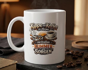 Cigarette and coffee in the morning mug 11oz 335ml, Made in Germany, Funny saying mug White