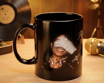 Michael Jackson Diamond Glove Mug 11oz 335ml, Black Ceramic Coffee Cup, King of Pop Fan Gift