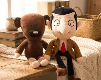Mr Bean Plush Toy with Teddy Bear 30 cm, Funny Character Inspired Soft Plush Doll, TV Fan Gift