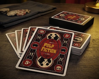 Pulp Fiction Poker Cards Set, Vintage Crime Movie Playing Card Deck, Custom Back Design, Gift for Film Fans