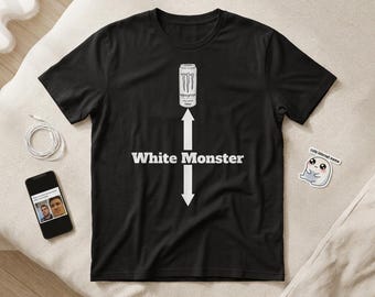 White Monster Energy Drink T-Shirt, Funny Arrow Graphic Tee, Energy Drink Fan Shirt, Gym Pump Tee