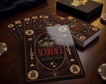 Scarface Poker Cards Set, Miami Crime Playing Card Deck, Custom Back Design, Gift for Movie Fans