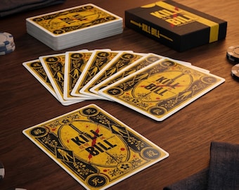 Kill Bill Poker Cards Set, Yellow Samurai Inspired Playing Card Deck, Custom Back Design, Gift for Movie Fans