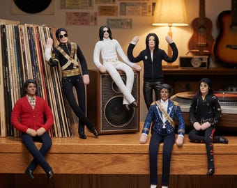 Peluche di Michael Jackson, personaggio per cosplay da pop star, peluche astratto e snodabile ispirato a MJ, regalo per appassionati di musica, decorazione per la stanza dei collezionisti