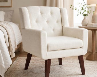 Elegante sillón capitoné, sillón auxiliar tapizado para crear un hogar acogedor y espacios de lectura.