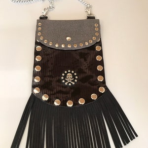 Skull and cross bones biker chick bag