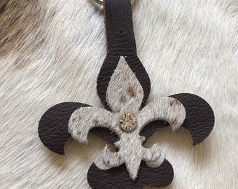 Fleur de Lis Leather Key Chain