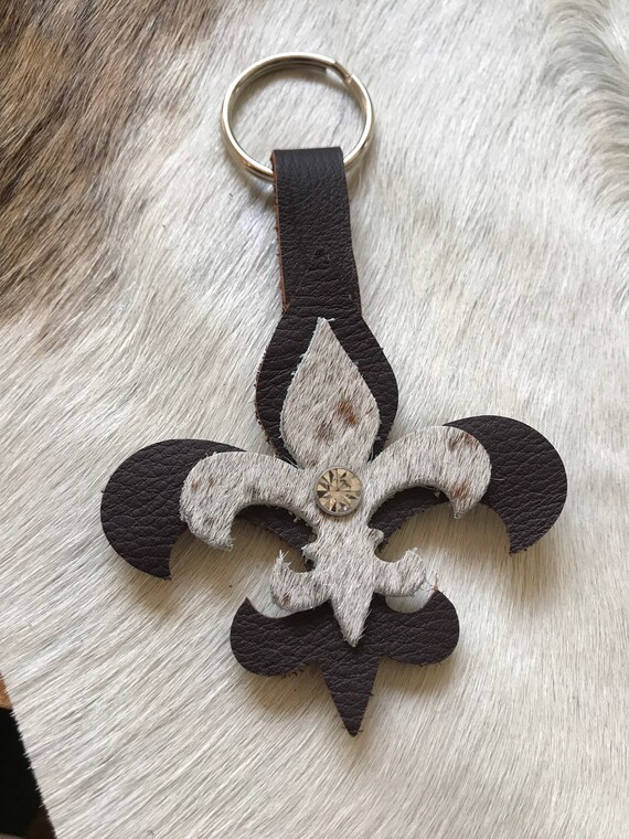 Fleur De Lis Leather Key Chain
