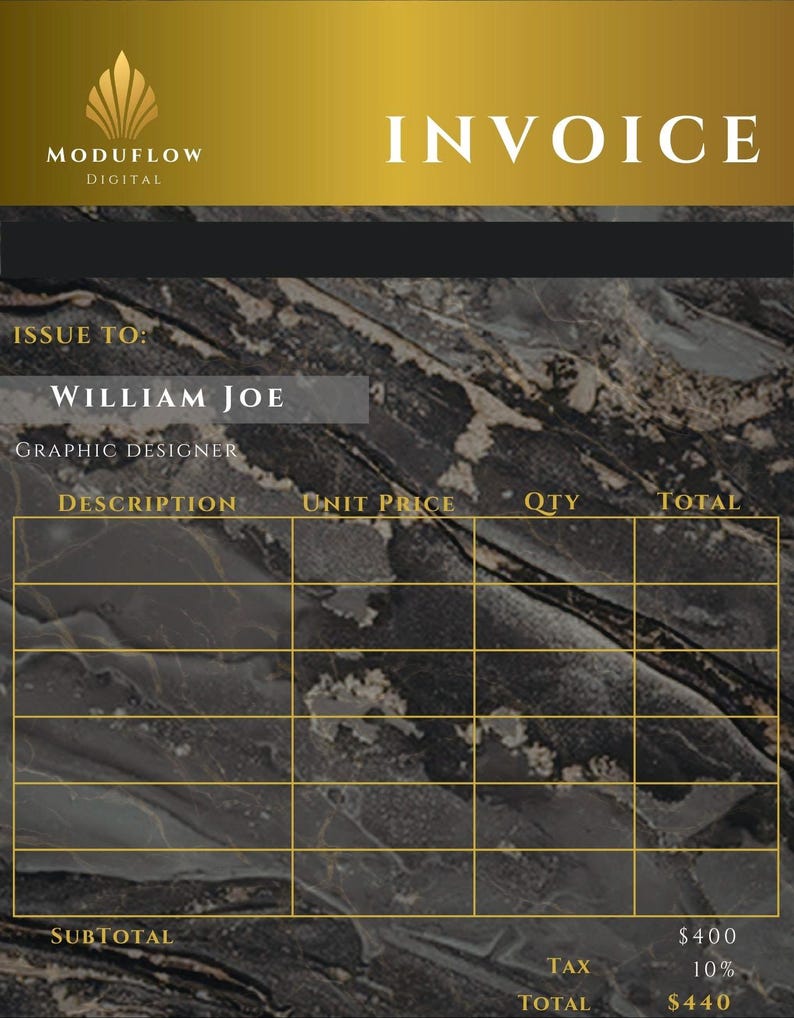 Service Billing Invoice Template Canva, Professional Business Invoice ...
