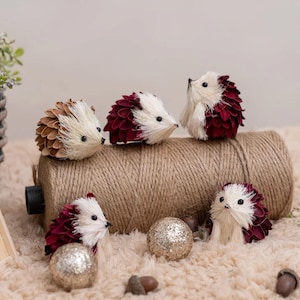 Handmade Natural Hedgehog Ornament, Rustic Fall Decor, Woodland Animal Figurine, Boho Home Decor, Eco Friendly Gift