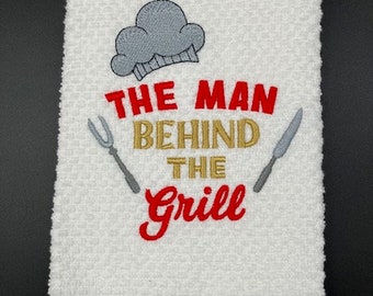 Father's day towel. Barbeque towel. Machine Embroidered. Dad gift. Dad's day. Grill gift.