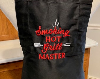 Men's grilling apron.  Machine embroidered. Father's day. Birthday. Barbeque apron. Dad gift.