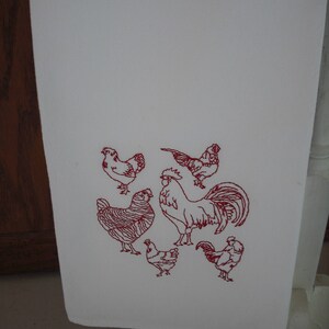 Vintage Style Redwork Hens and Roosters Flour Sack Towel. Machine Embroidered. - Etsy