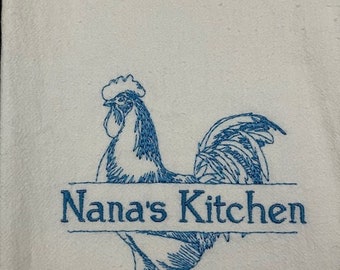 Customizable Chicken Hen Kitchen Flour Sack Towel. Machine Embroidered. gift. Hostess gift. Mom gift. Dad gift.
