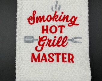 Father's day towel. Barbeque towel. Machine Embroidered. Dad gift. Dad's day. Grill gift.