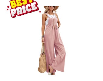 Casual dames jumpsuit met wijde pijpen mouwloos loose fit boho streetwear zomer overall romper