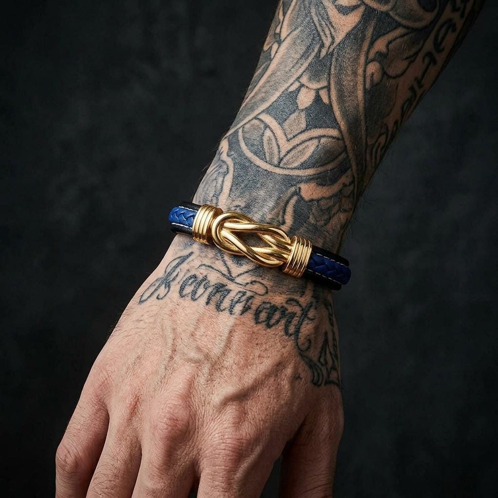 Blue Leather Gold Bracelet - Etsy