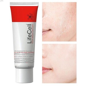 May include: A tube of LifeCell South Beach Skincare anti-aging treatment. The tube is white with a red top and features the brand name and product details. The image also includes before and after close-up shots of skin.